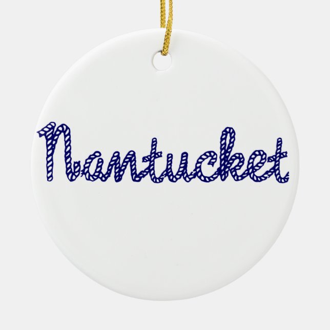 Nantucket Blue Ceramic Ornament (Front)