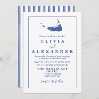 Nantucket blue wedding Invitation