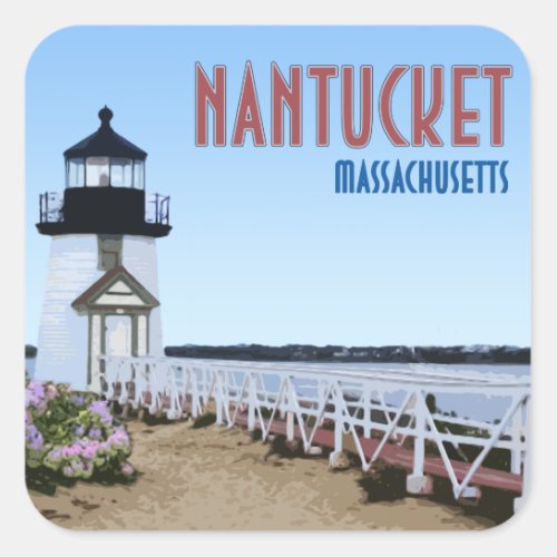 Nantucket Brant Point Lighthouse Massachusetts Square Sticker