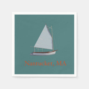 Nantucket Cat Boat. Sailboat Cocktail Napkins. Nap Napkins