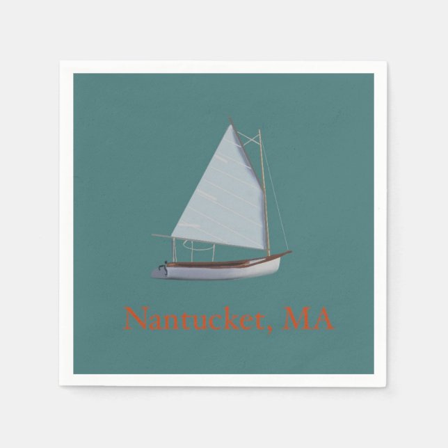 Nantucket Cat Boat. Sailboat Cocktail Napkins. Nap Napkins (Front)