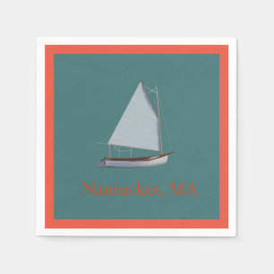 Nantucket Cat Boat. Sailboat Cocktail Napkins. Napkins