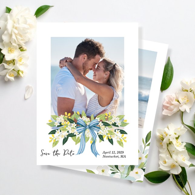 Nantucket Florals Coastal Save the Date Invitation (Creator Uploaded)