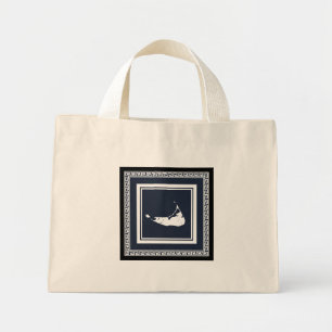 Nantucket Greek Key Tote in Black White/Gray