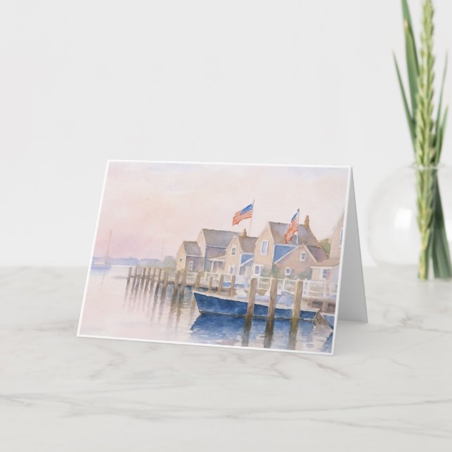 Nantucket Harbor Blank Folded Note Card (Front)