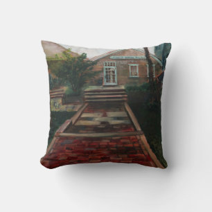 Nantucket Harbor House Village Painting Pillow