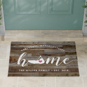 Nantucket Home Town Personalized Wood Look Doormat