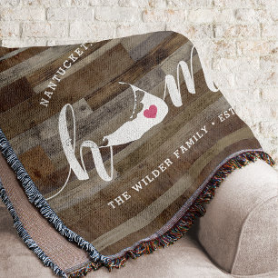 Nantucket Home Town Personalized Wood Look Throw Blanket