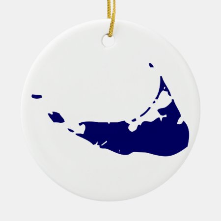 Nantucket Island Blue Ceramic Ornament