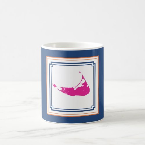 Nantucket Island Coffee Mug in Blue White Pink