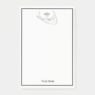 Nantucket Island MA Vintage Map Black Post-it Notes