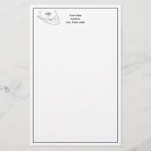 Nantucket Island MA Vintage Map Black Stationery
