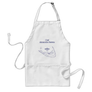 Nantucket Island MA Vintage Map Navy Blue Adult Apron