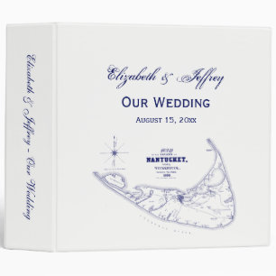 Nantucket Island MA Vintage Map Navy Blue Binder