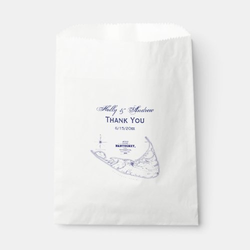 Nantucket Island MA Vintage Map Navy Blue Favor Bag