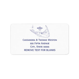 Nantucket Island MA Vintage Map Navy Blue Label