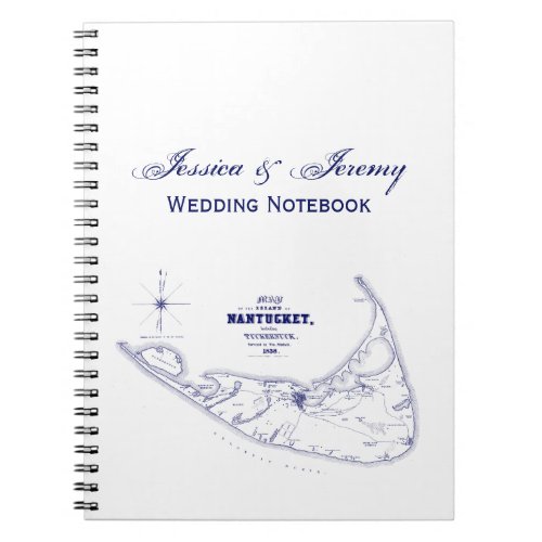 Nantucket Island MA Vintage Map Navy Blue Notebook