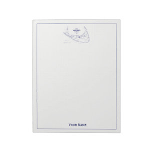 Nantucket Island MA Vintage Map Navy Blue Notepad