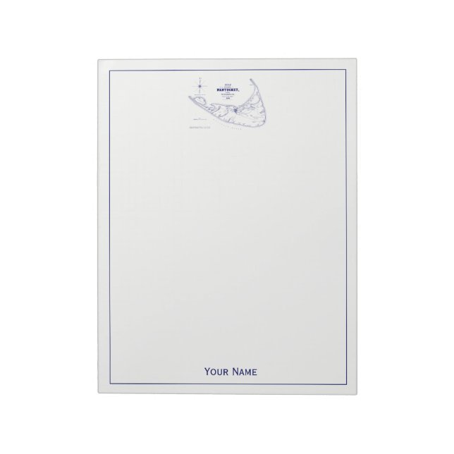 Nantucket Island MA Vintage Map Navy Blue Notepad (Rotated)