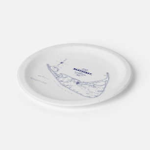 Nantucket Island MA Vintage Map Navy Blue Paper Plates