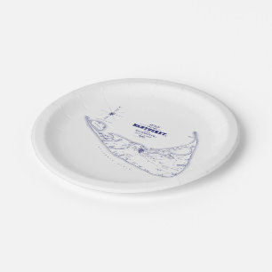 Nantucket Island MA Vintage Map Navy Blue Paper Plates