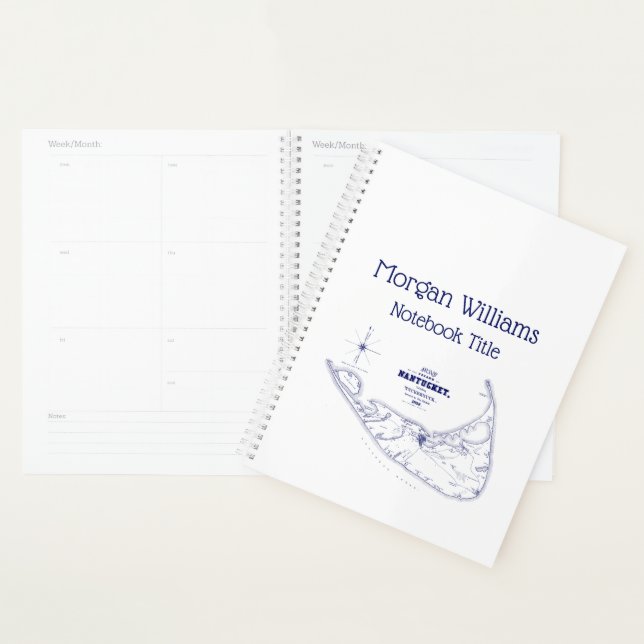 Nantucket Island MA Vintage Map Navy Blue Planner (Display)