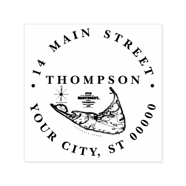 Nantucket Island MA Vintage Map Self-inking Stamp (Design)