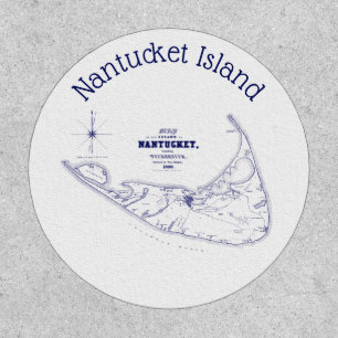 Nantucket Island MA Vintage Map SV Navy Blue #2 Patch