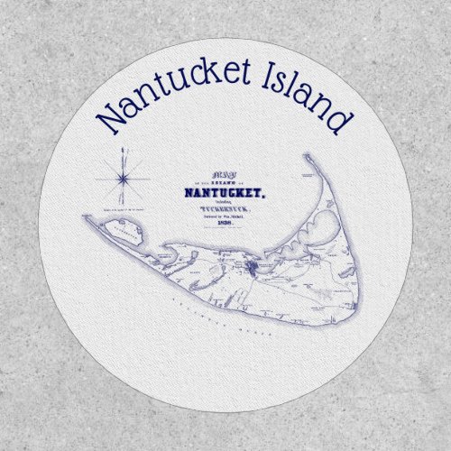 Nantucket Island MA Vintage Map SV Navy Blue 2 Patch