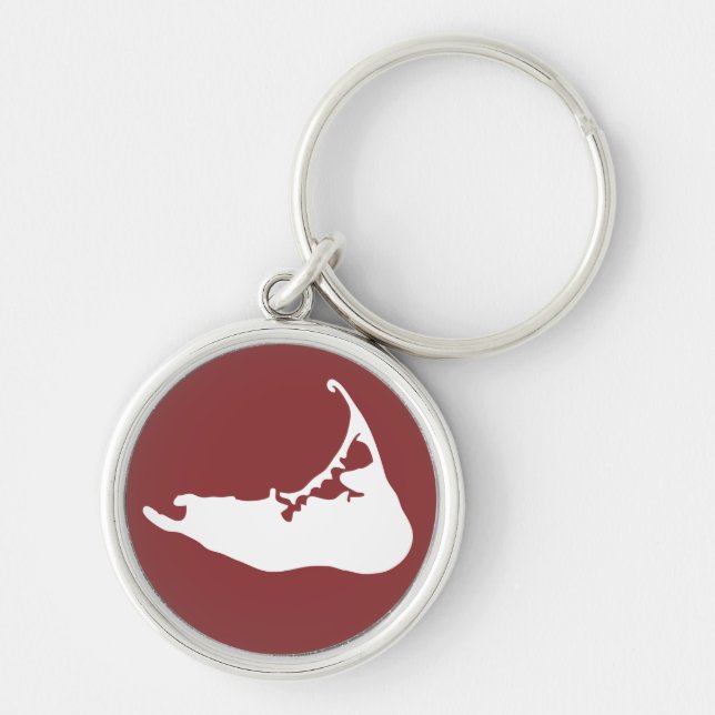 Nantucket Island Map Keychain in White & Red (Front)