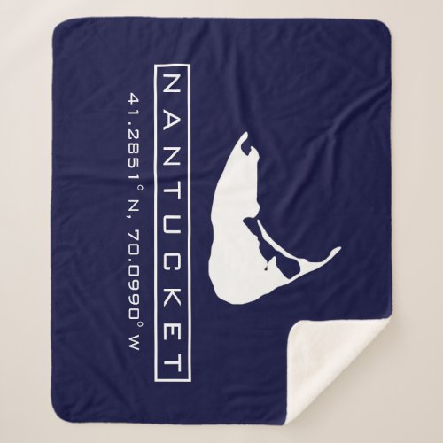 Nantucket Island Map Logo Fuzzy Sherpa Blanket