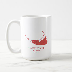 Nantucket Island Map nantucket red Coffee Mug