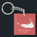 Nantucket Island Map nantucket red Keychain<br><div class="desc">Nantucket island map in nantucket red.</div>