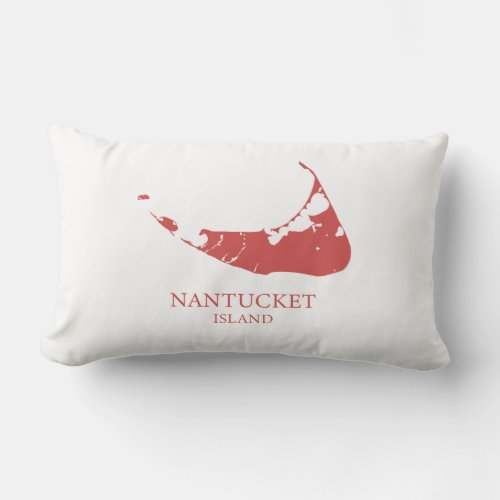Nantucket Island Map nantucket red Lumbar Pillow