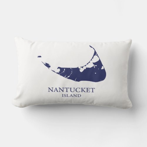 Nantucket Island Map navy blue Lumbar Pillow