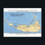 Nantucket Island Map  Postcard<br><div class="desc">A wonderful vintage map of Nantucket Island Massachusetts repurposed on a new postcard!</div>