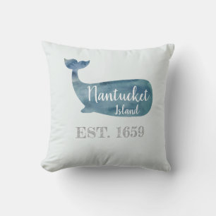 Nantucket Island Mass Whale Throw Pillow