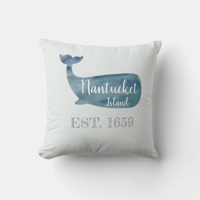 Nantucket Island Mass Whale Throw Pillow (Front)
