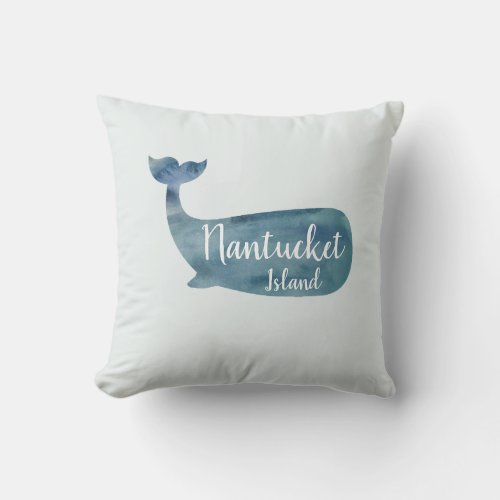 Nantucket Island Mass Whale Throw Pillow