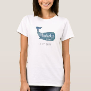 Nantucket Island Mass Whale Throw Pillow T-Shirt