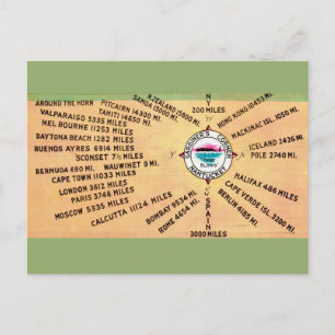  Nantucket Island Mileage Postcard