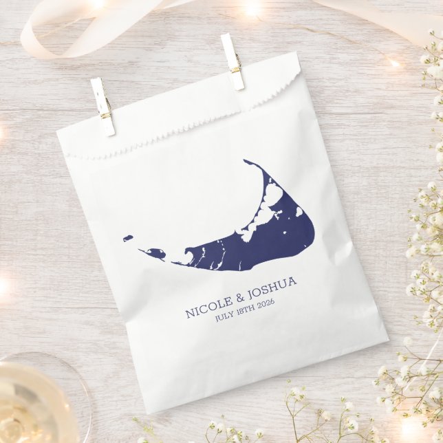 Nantucket Island Wedding Nantucket Navy Favor Bag (Clipped)