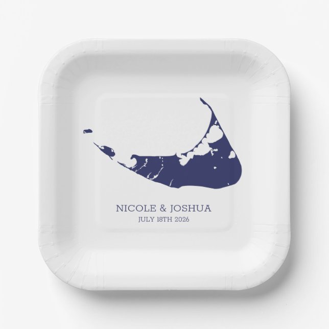 Nantucket Island Wedding Nantucket Navy Paper Plates (Front)