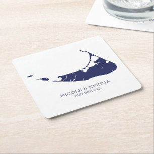 Nantucket Island Wedding Nantucket Navy Square Paper Coaster