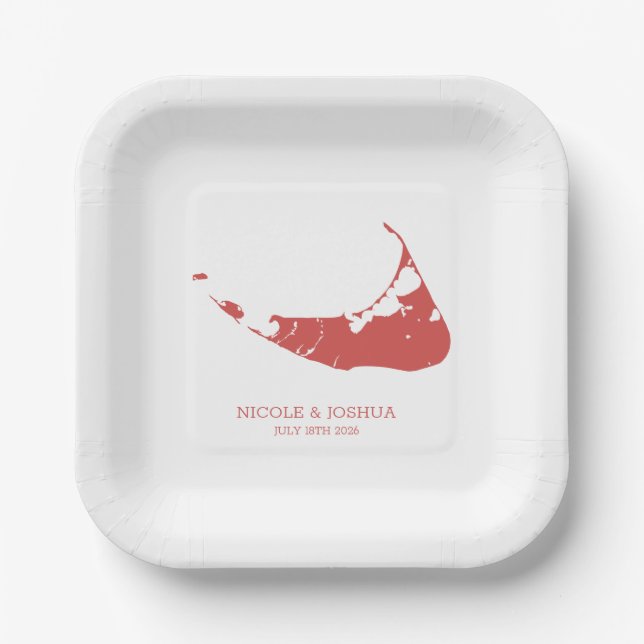 Nantucket Island Wedding Nantucket Red Paper Plates (Front)