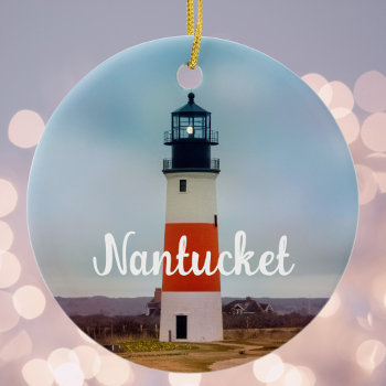 Nantucket Lighthouse  Ceramic Ornament by whereabouts at Zazzle