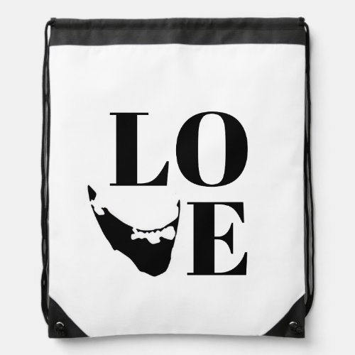 Nantucket Love Graphic Print Island Silhouette Drawstring Bag