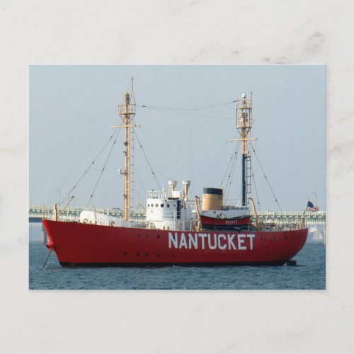 Nantucket MA Cape Cod Boat in Harbor Post Card