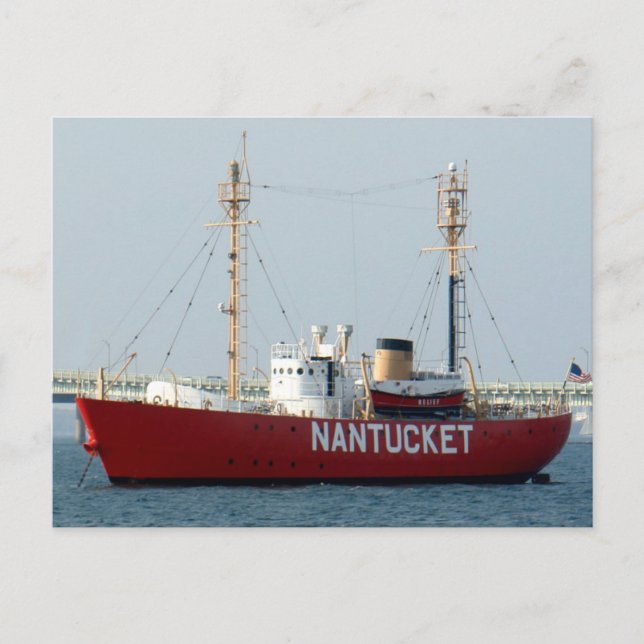 Nantucket MA Cape Cod Boat in Harbor Post Card (Front)