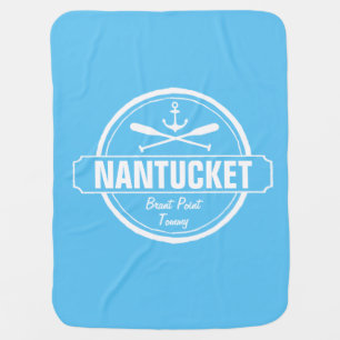Nantucket, MA personalized name, nautical anchor Baby Blanket